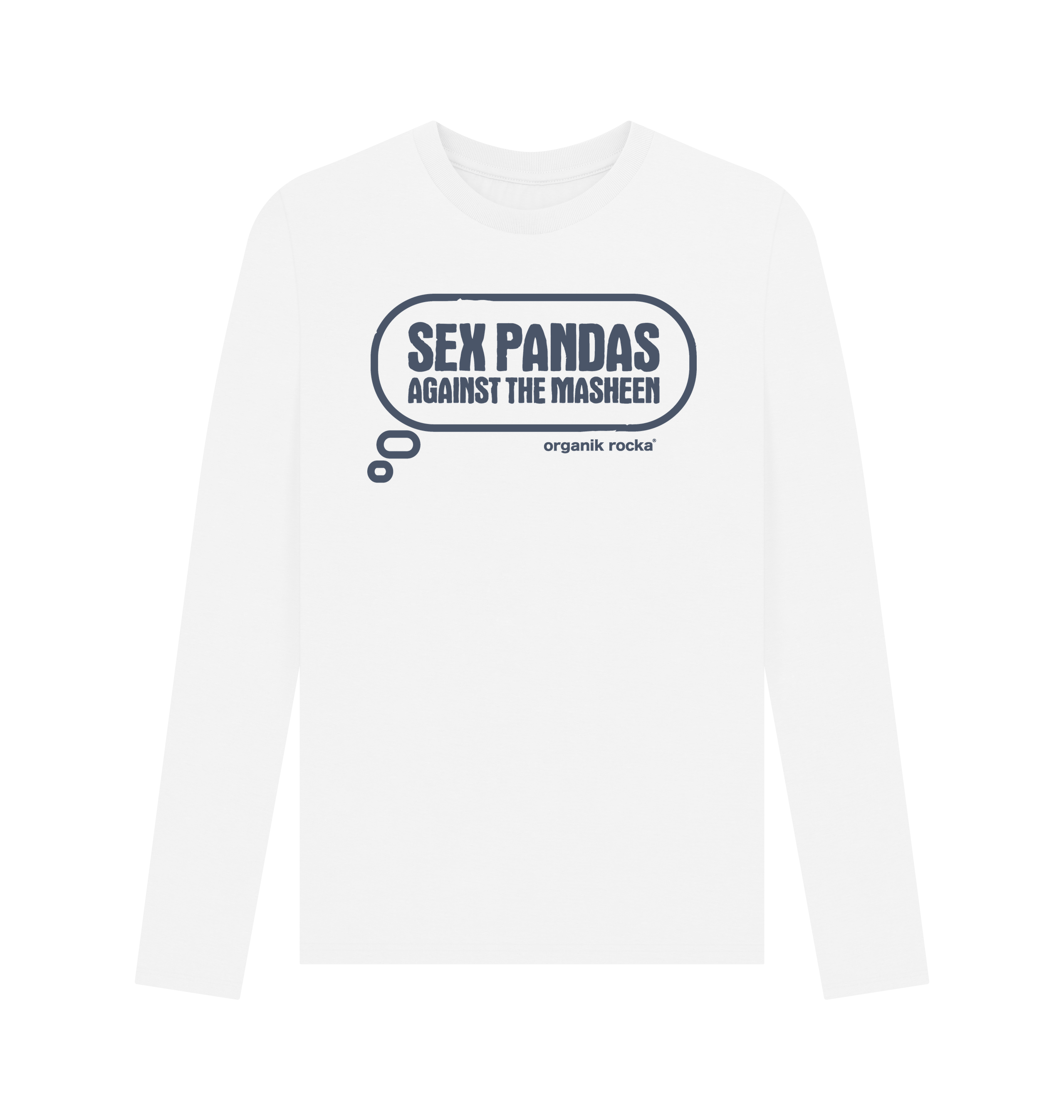 White Printed Long Sleeve T Shirt Front
