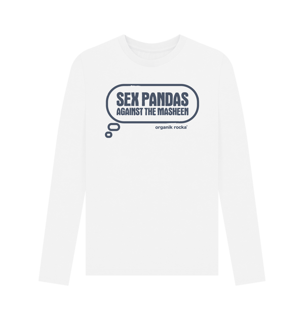 White Printed Long Sleeve T Shirt Front