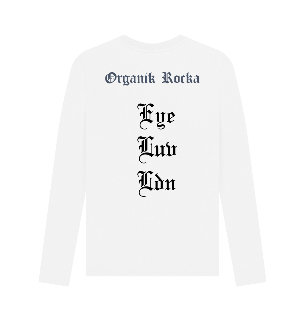 White Printed Long Sleeve T Shirt Back