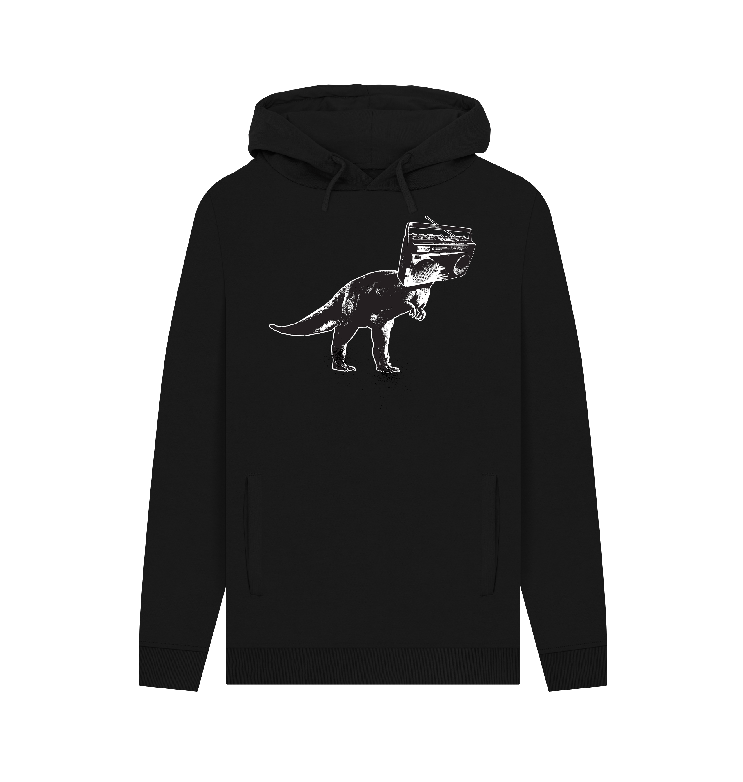 Black Printed Hoody Front