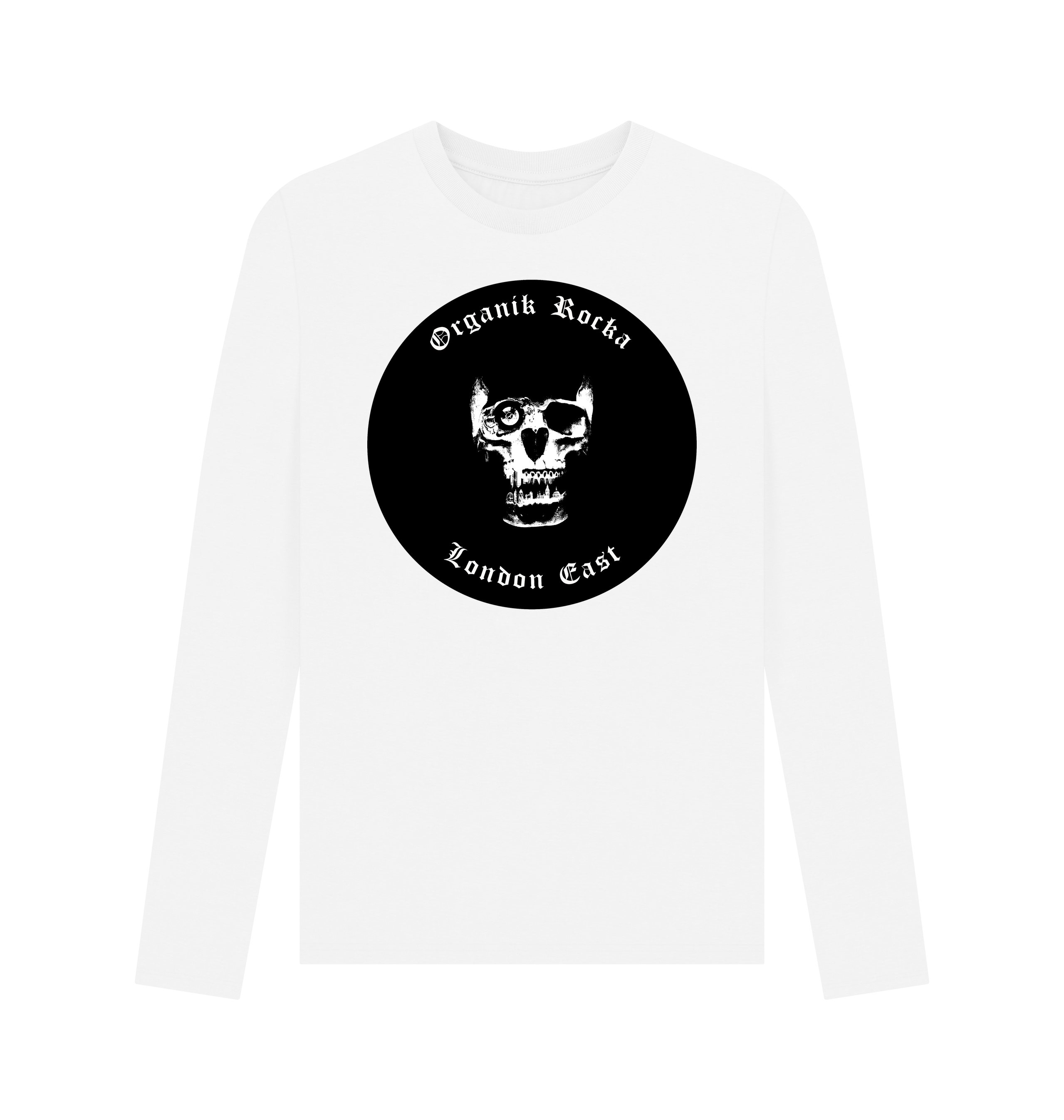 White Printed Long Sleeve T Shirt Front