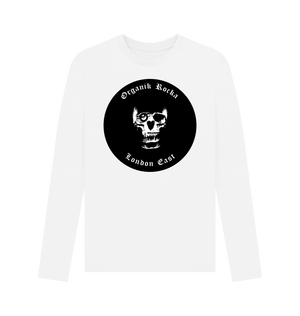 White Printed Long Sleeve T Shirt Front