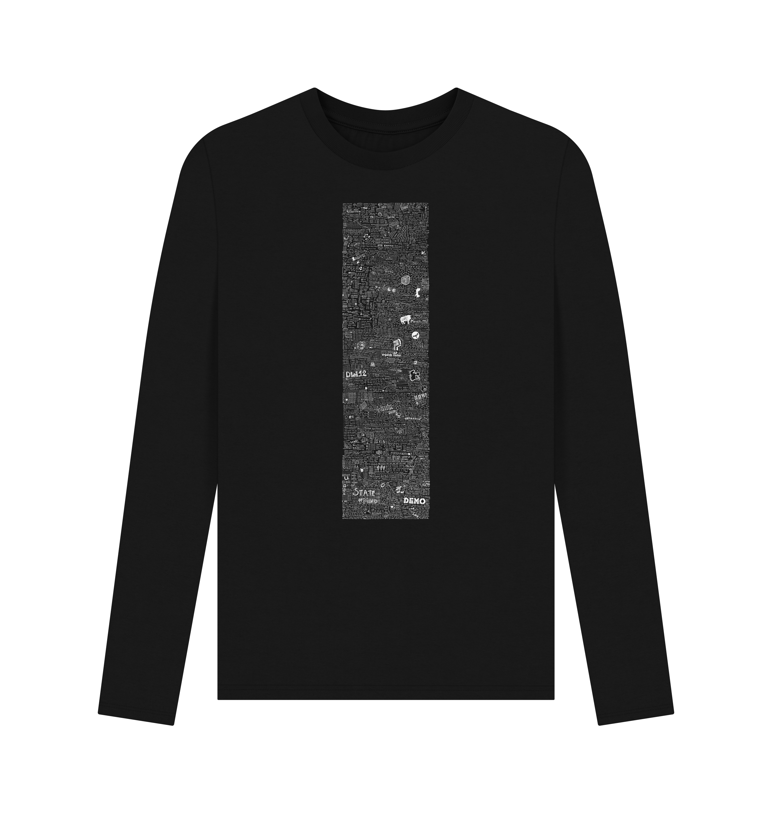 Black Printed Long Sleeve T Shirt Front