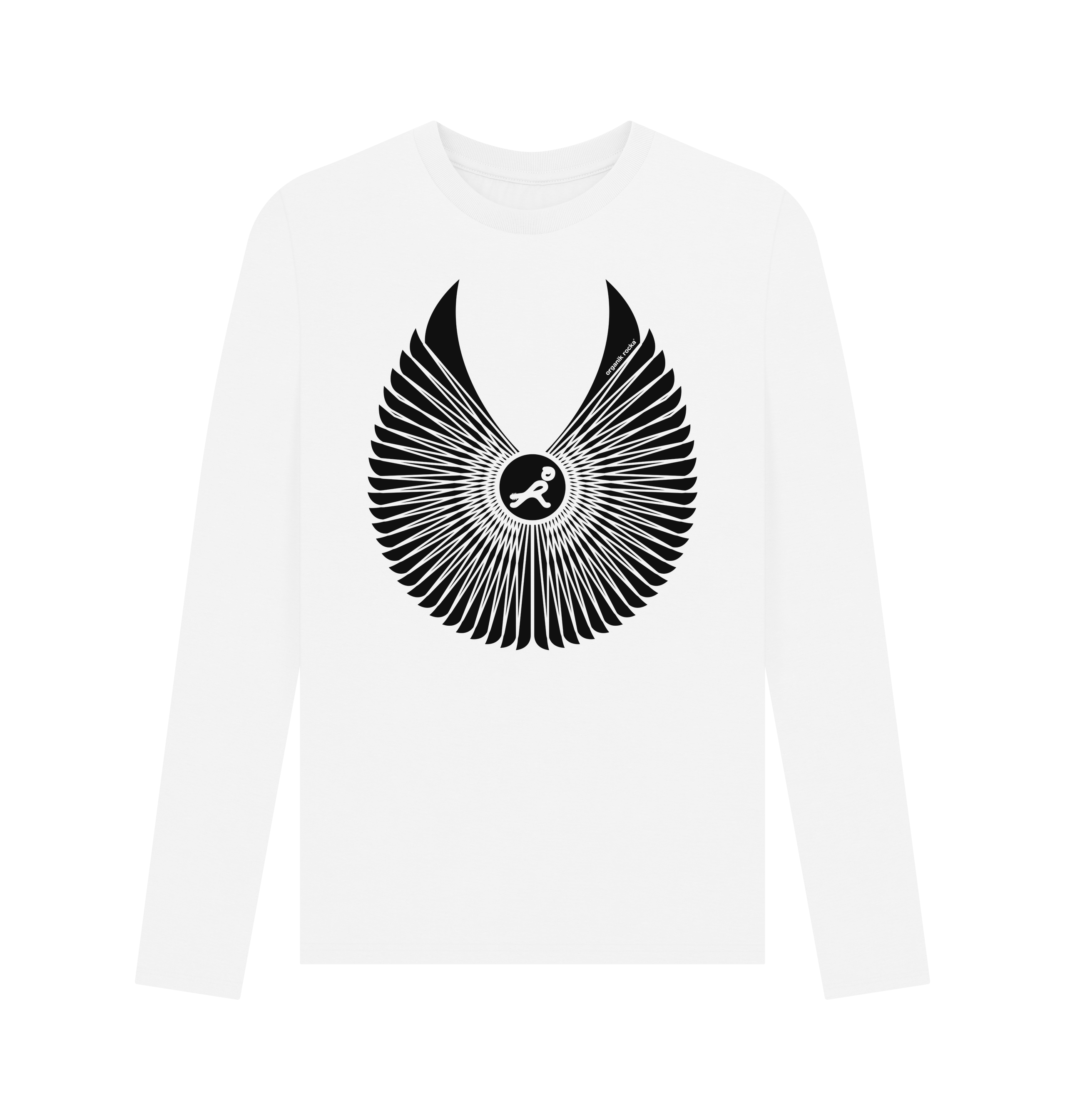 White Printed Long Sleeve T Shirt Front