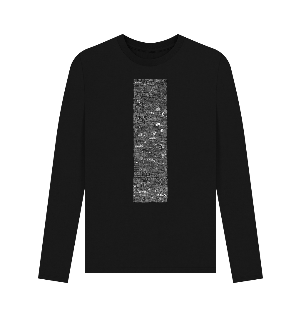 Black Printed Long Sleeve T Shirt Front