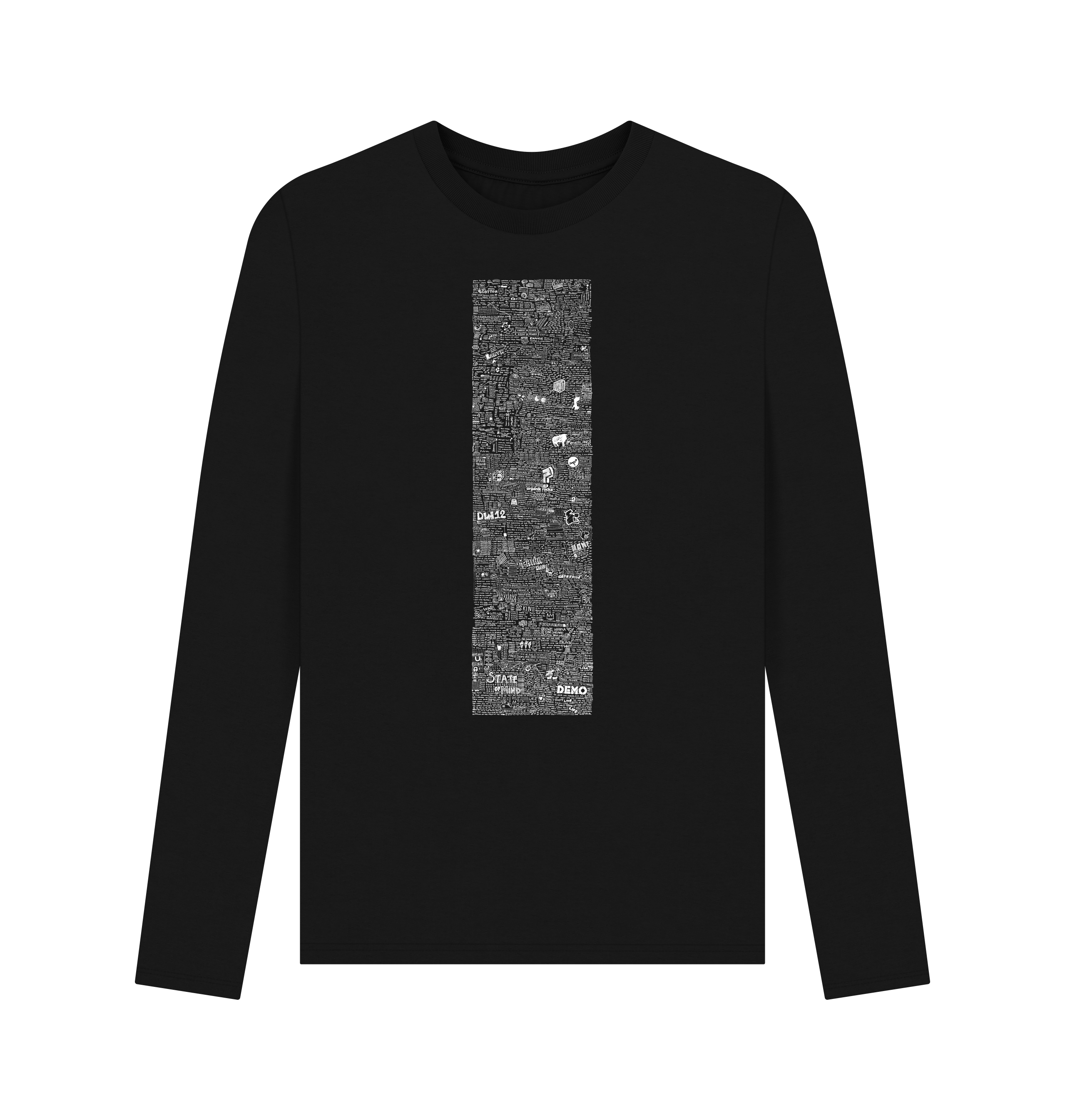 Black Printed Long Sleeve T Shirt Front