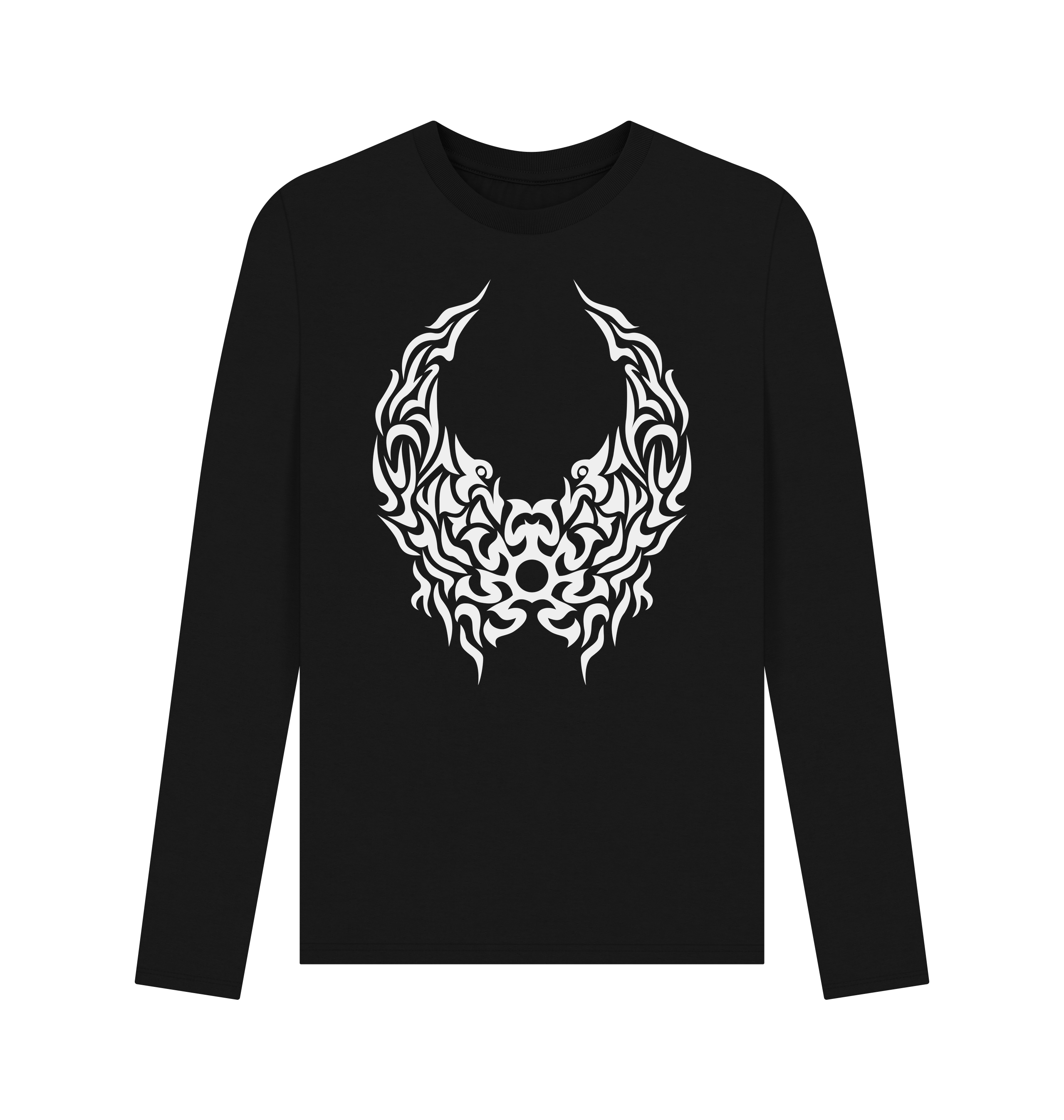 Black Printed Long Sleeve T Shirt Front