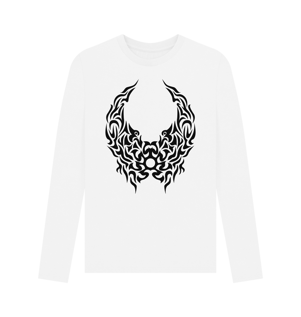White Printed Long Sleeve T Shirt Front