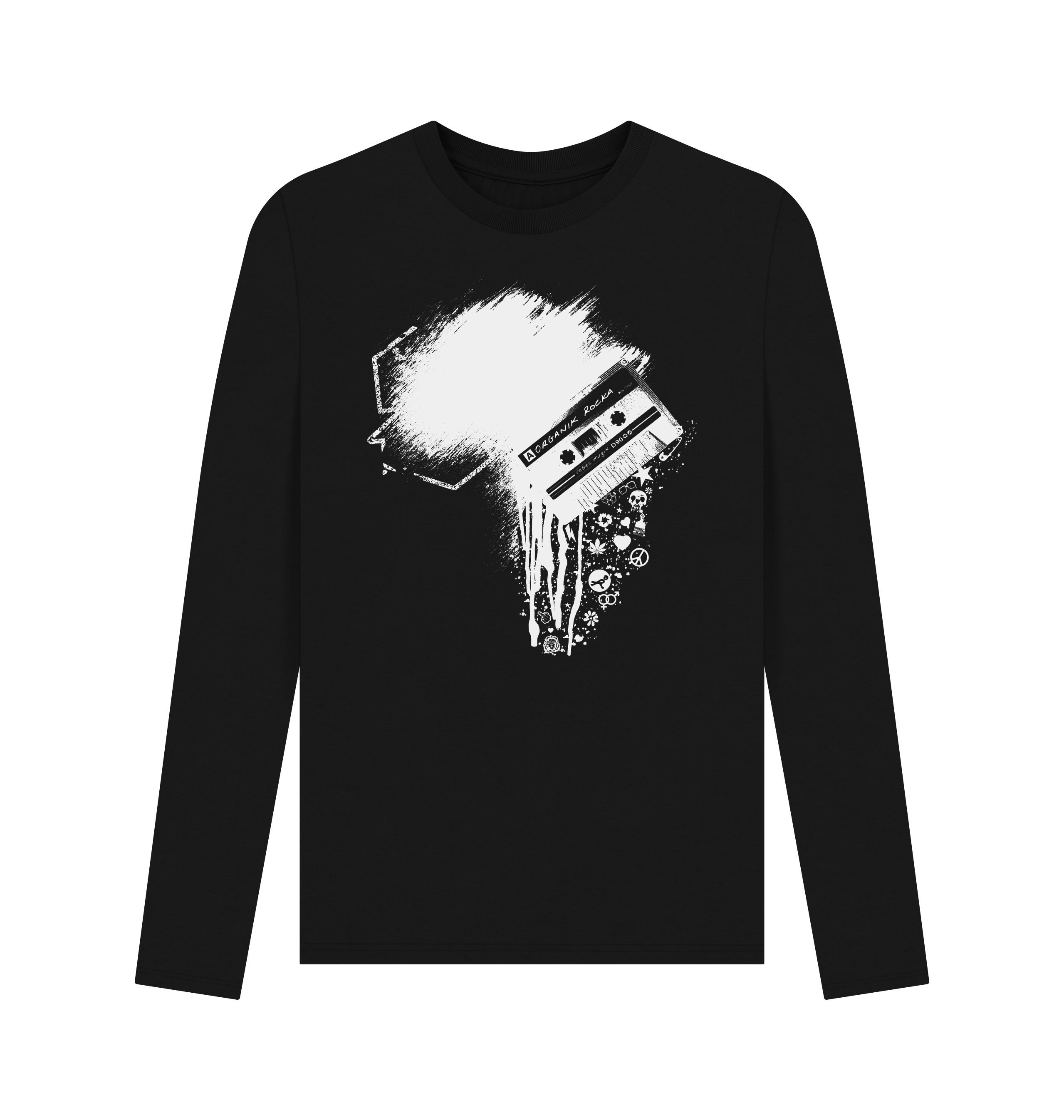 Black Printed Long Sleeve T Shirt Front