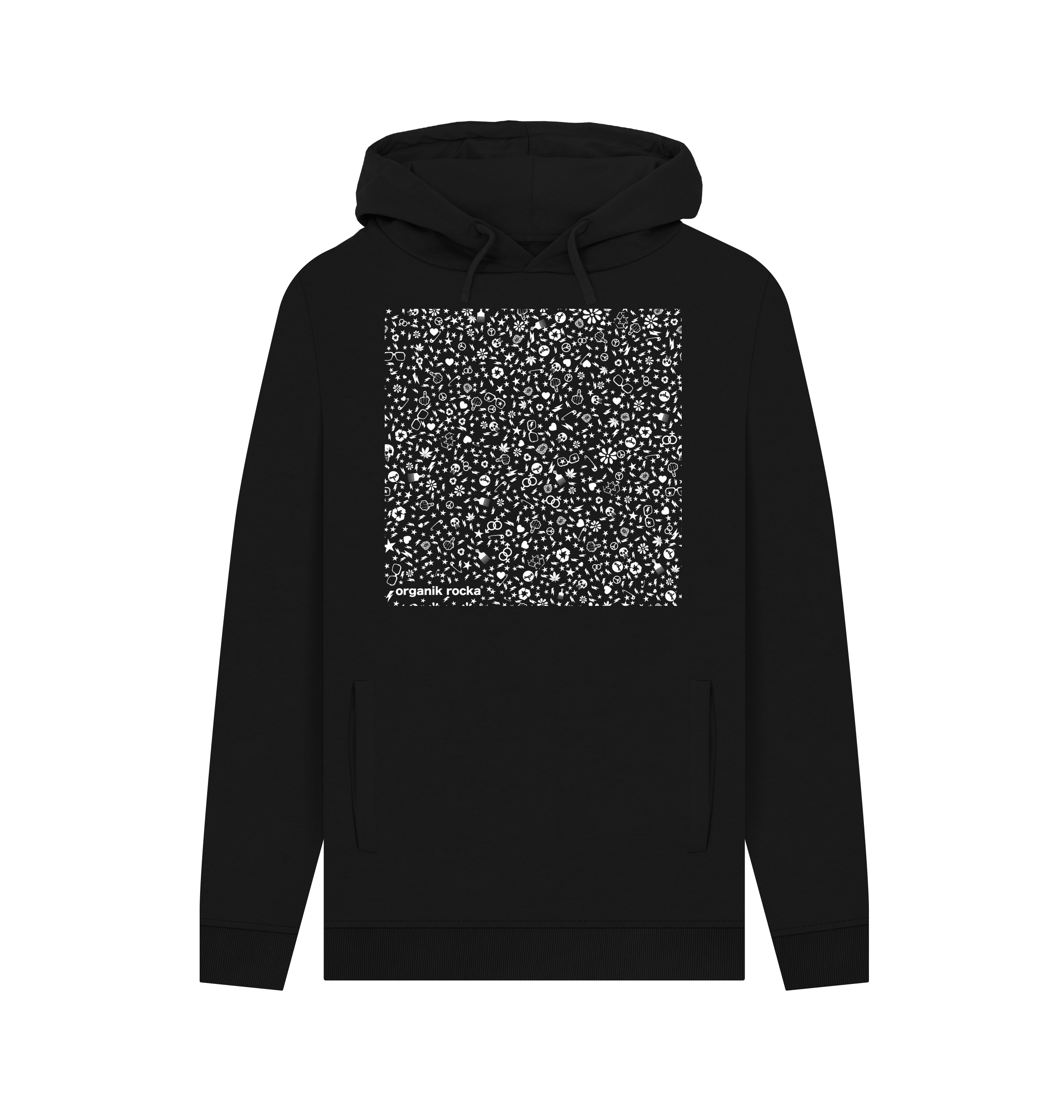 Black Printed Hoody Front