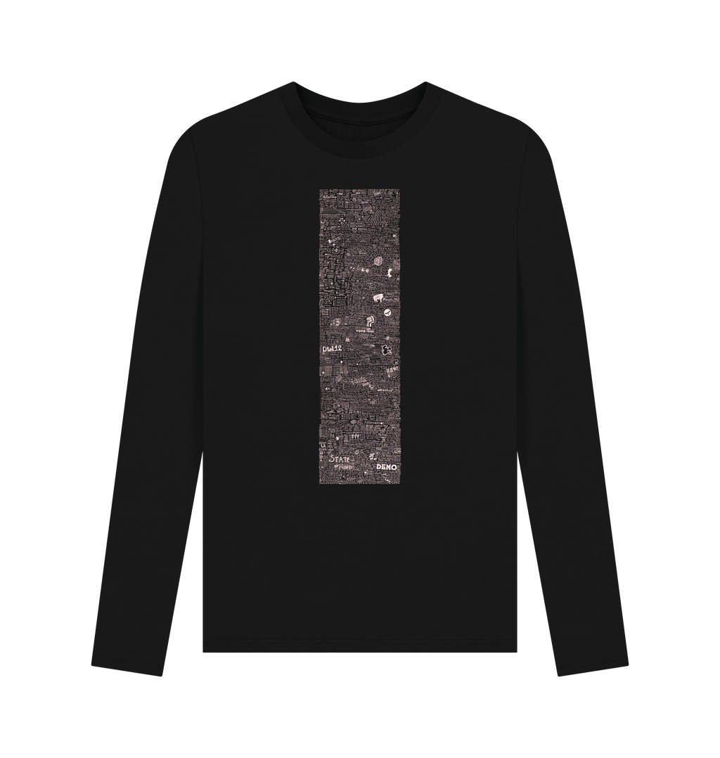 Black Printed Long Sleeve T Shirt Front