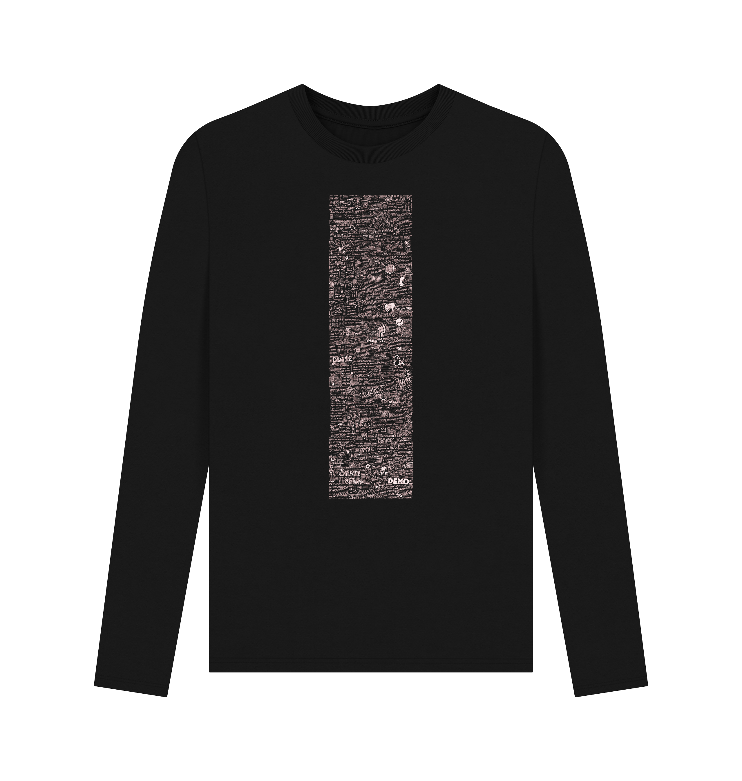 Black Printed Long Sleeve T Shirt Front
