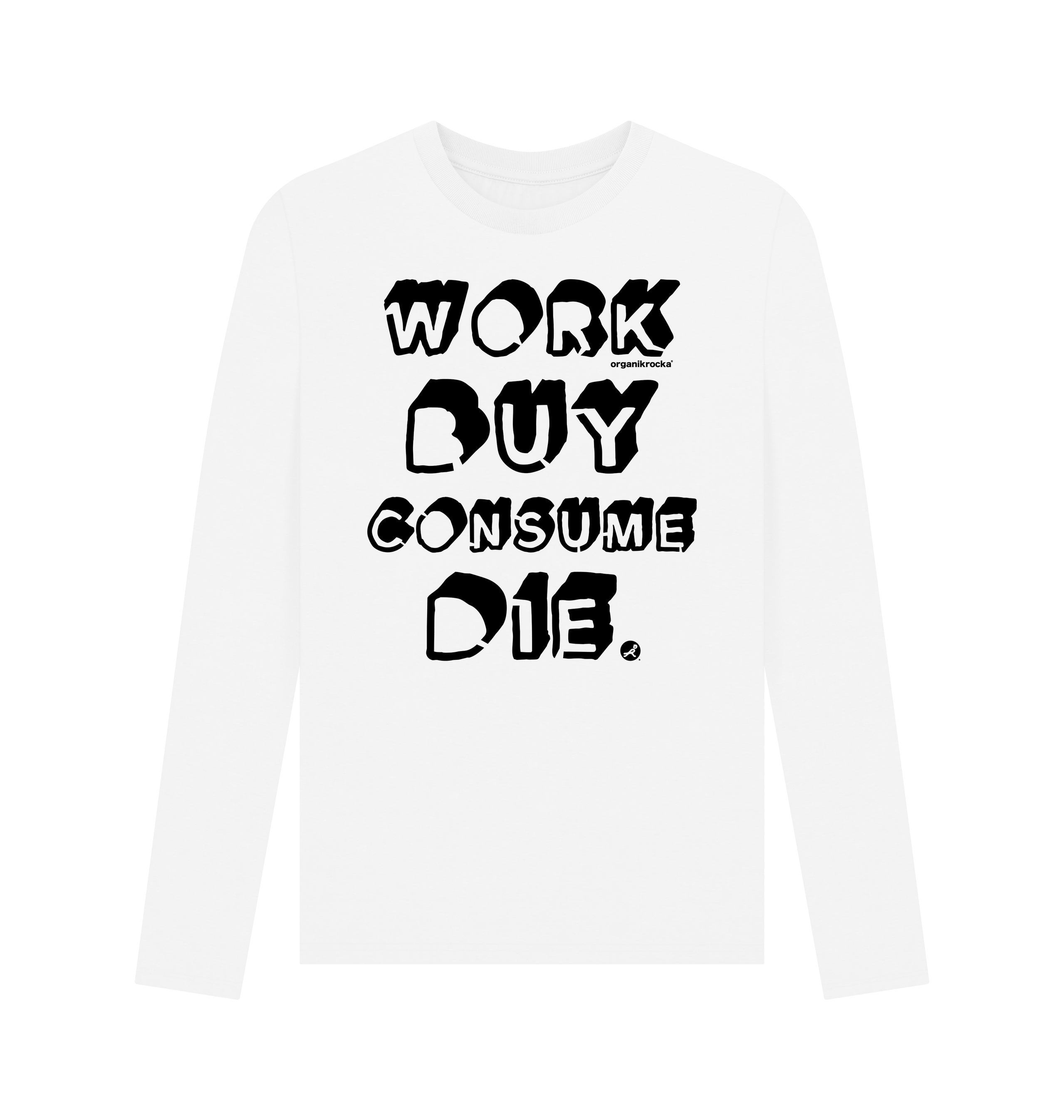 White Printed Long Sleeve T Shirt Front