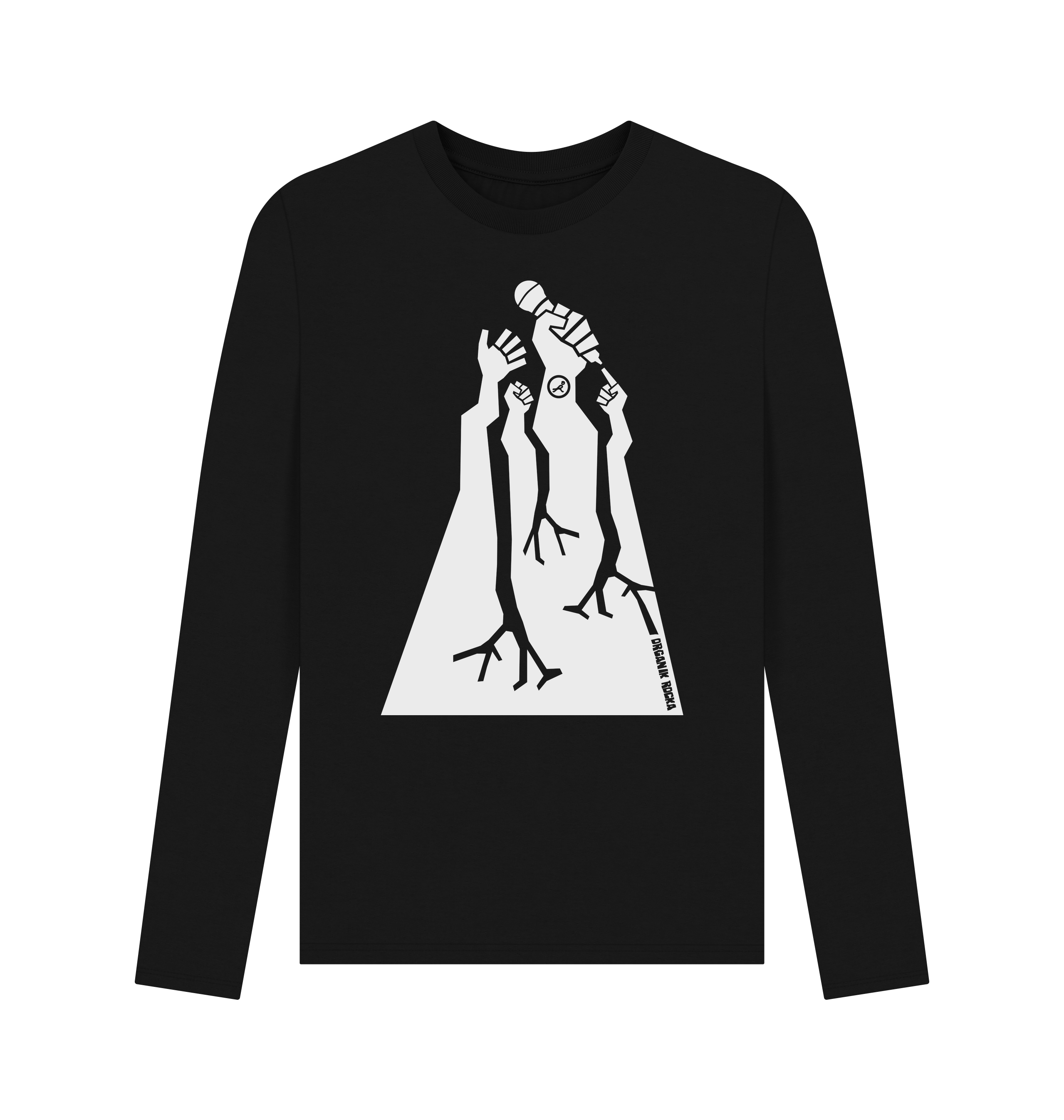 Black Printed Long Sleeve T Shirt Front