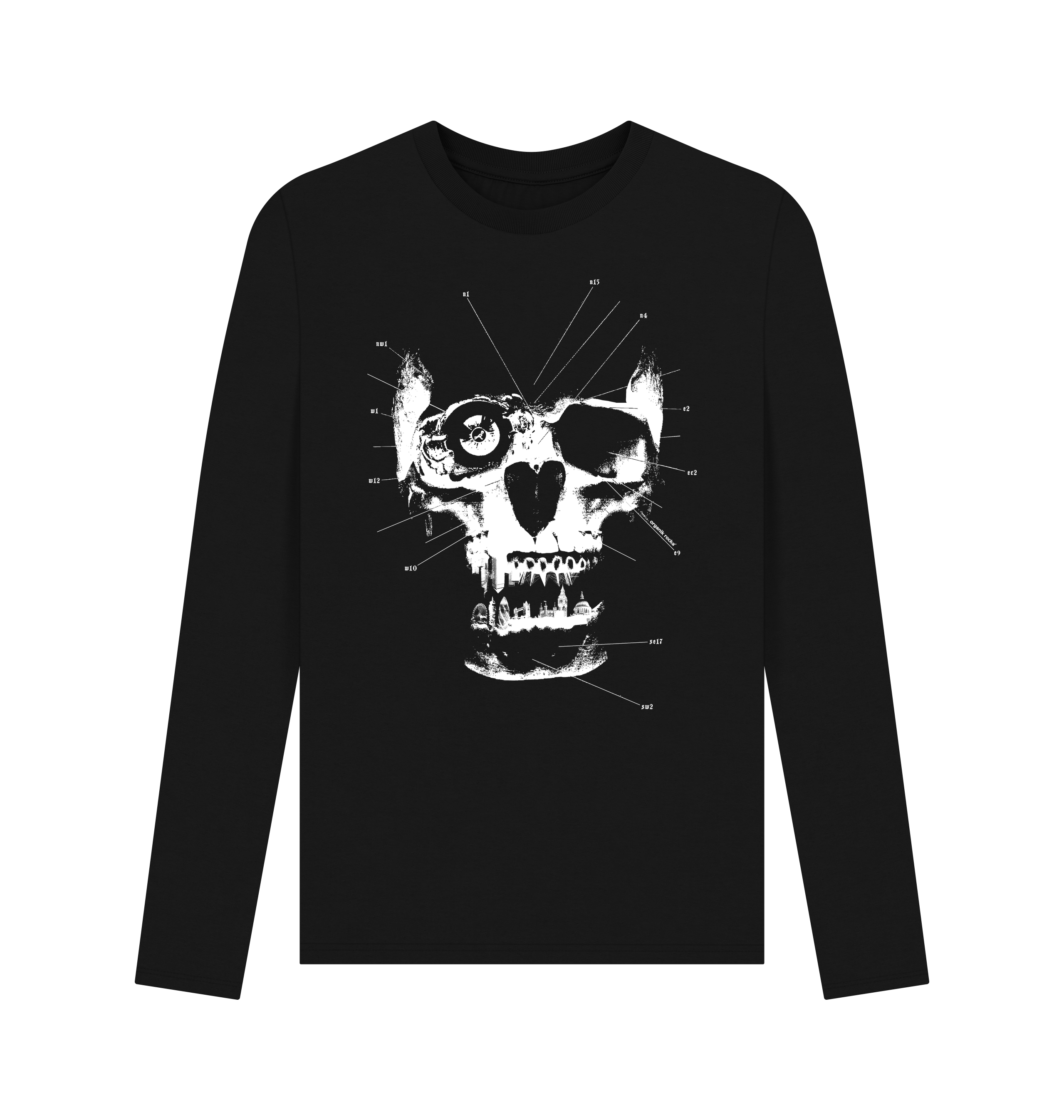 Black Printed Long Sleeve T Shirt Front