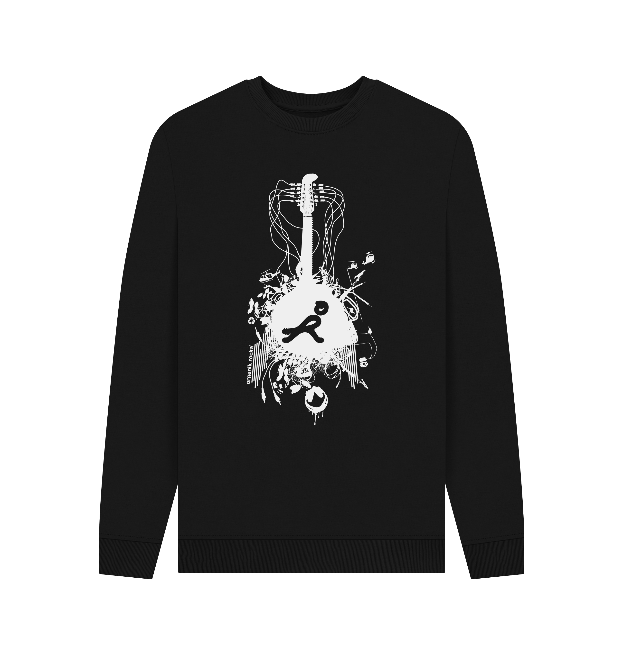 Black Printed Sweater Front