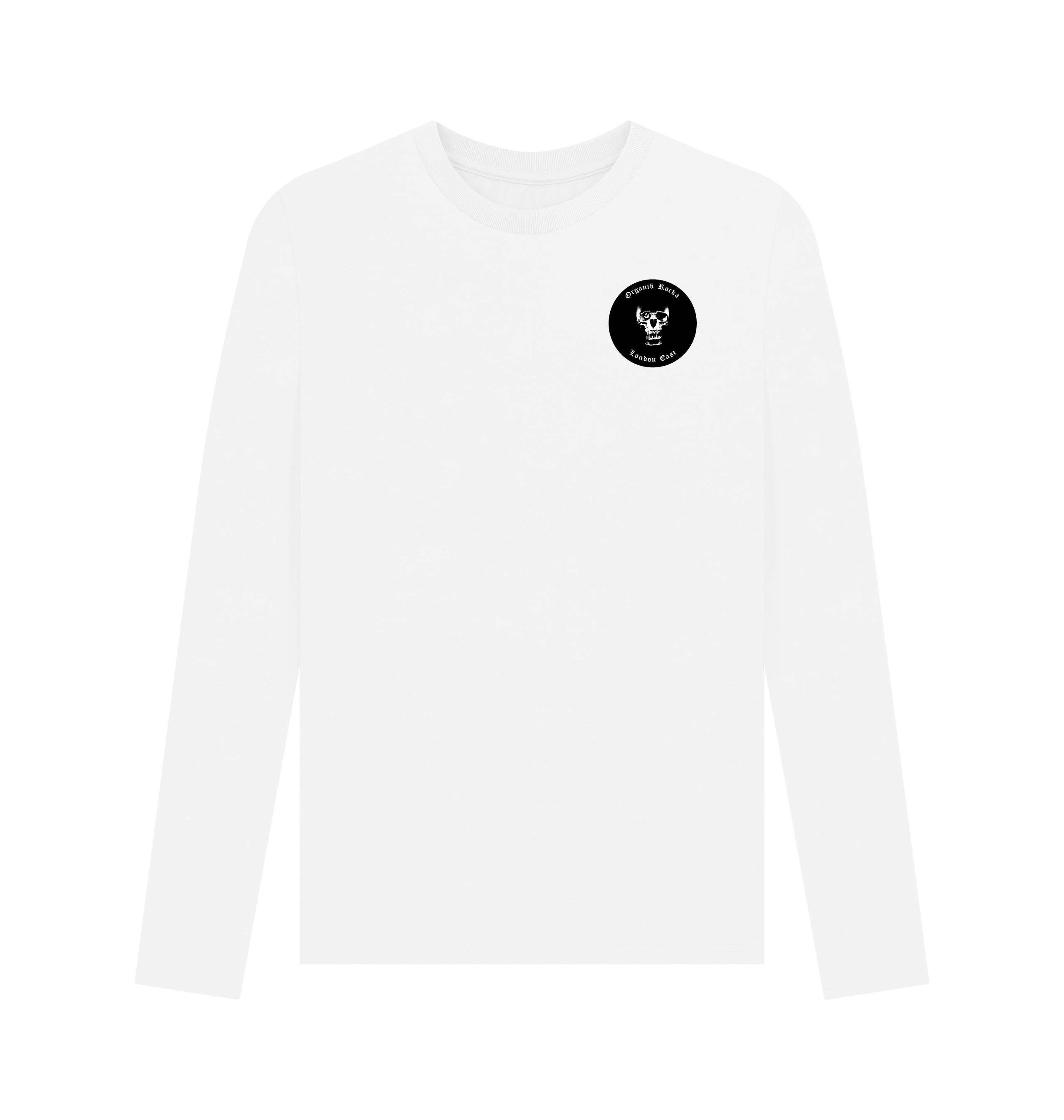 White Printed Long Sleeve T Shirt Front