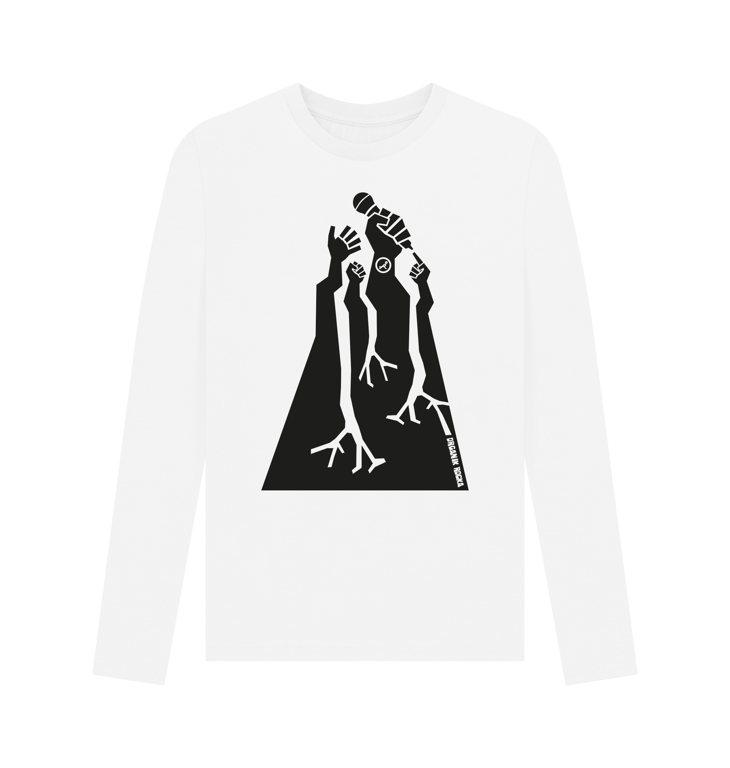 White Printed Long Sleeve T Shirt Front