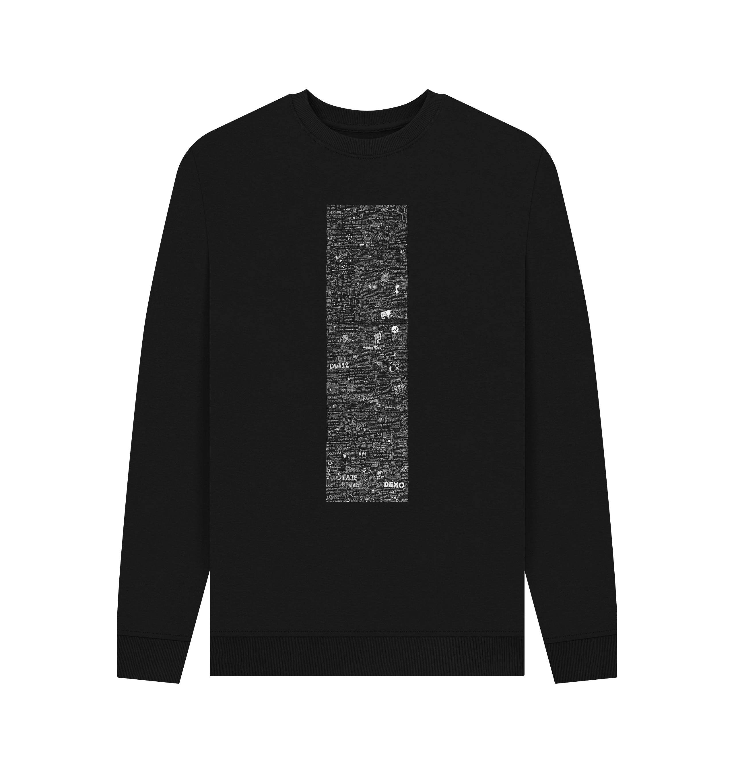 Black Printed Sweater Front