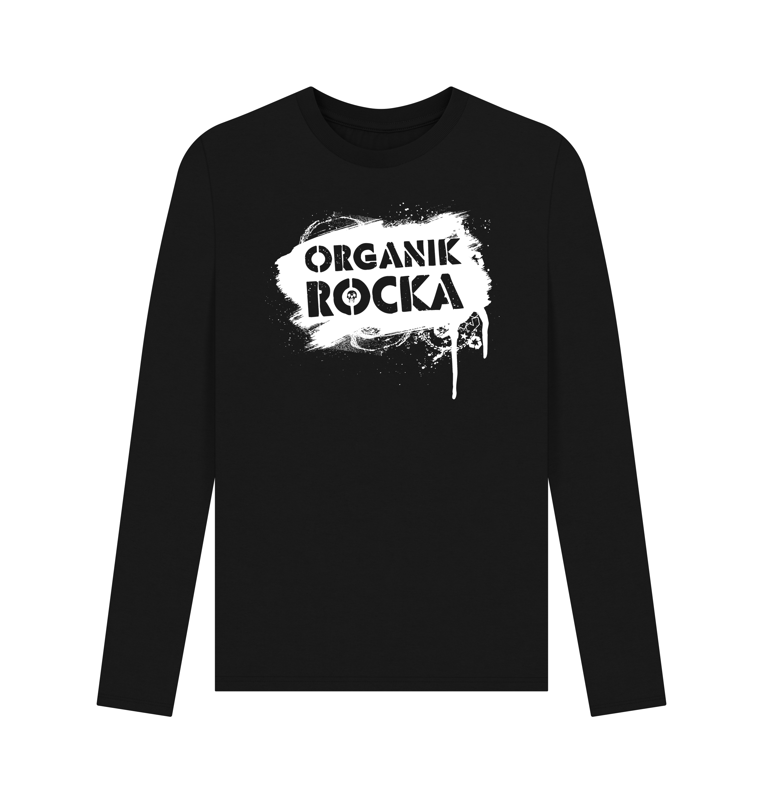 Black Printed Long Sleeve T Shirt Front