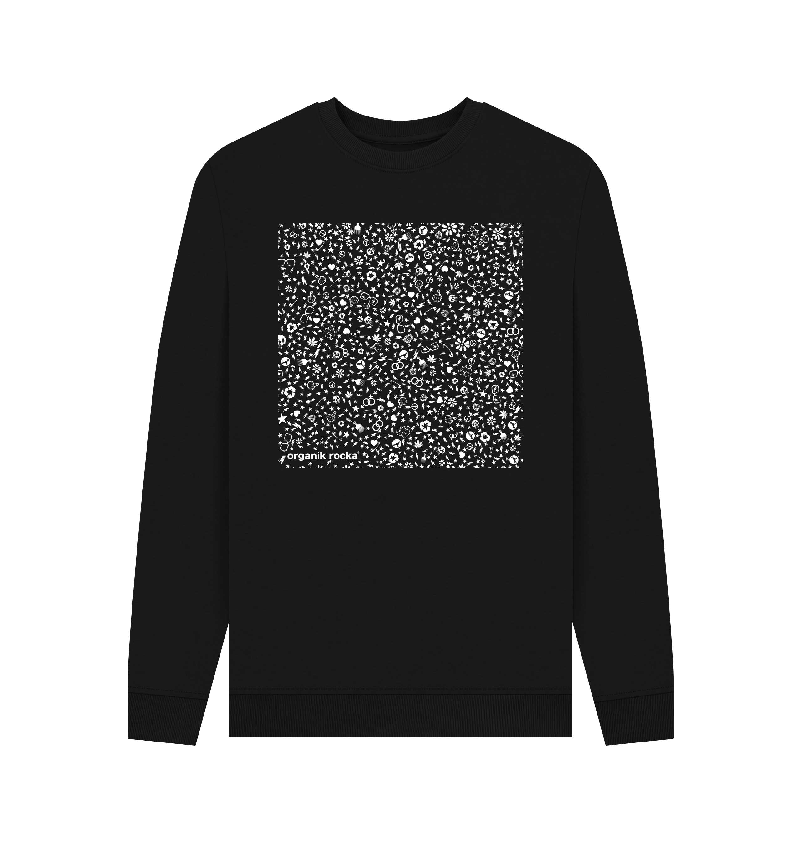 Black Printed Sweater Front