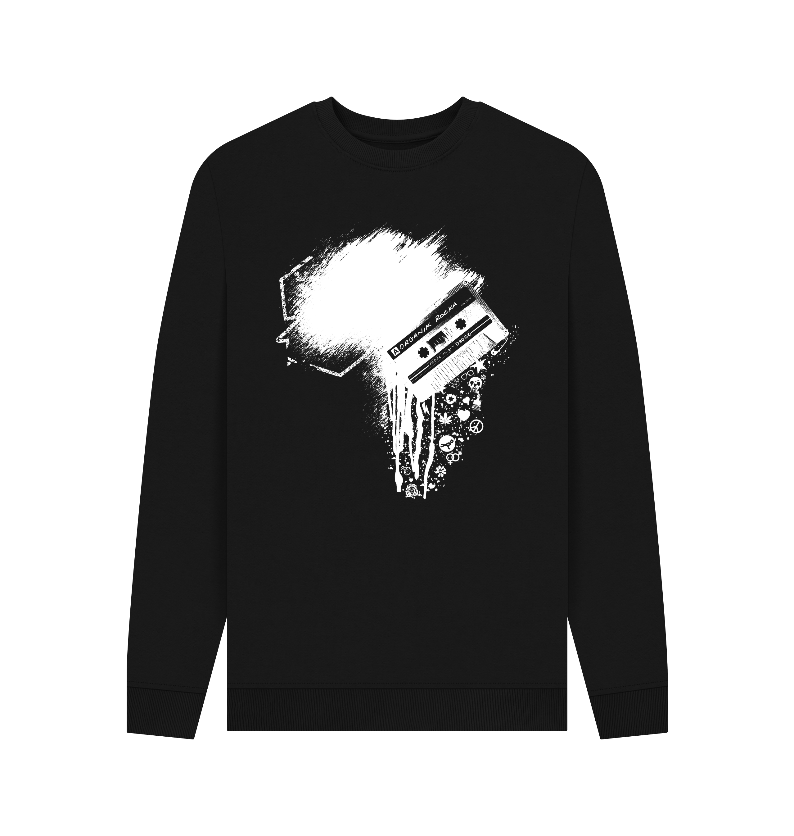 Black Printed Sweater Front