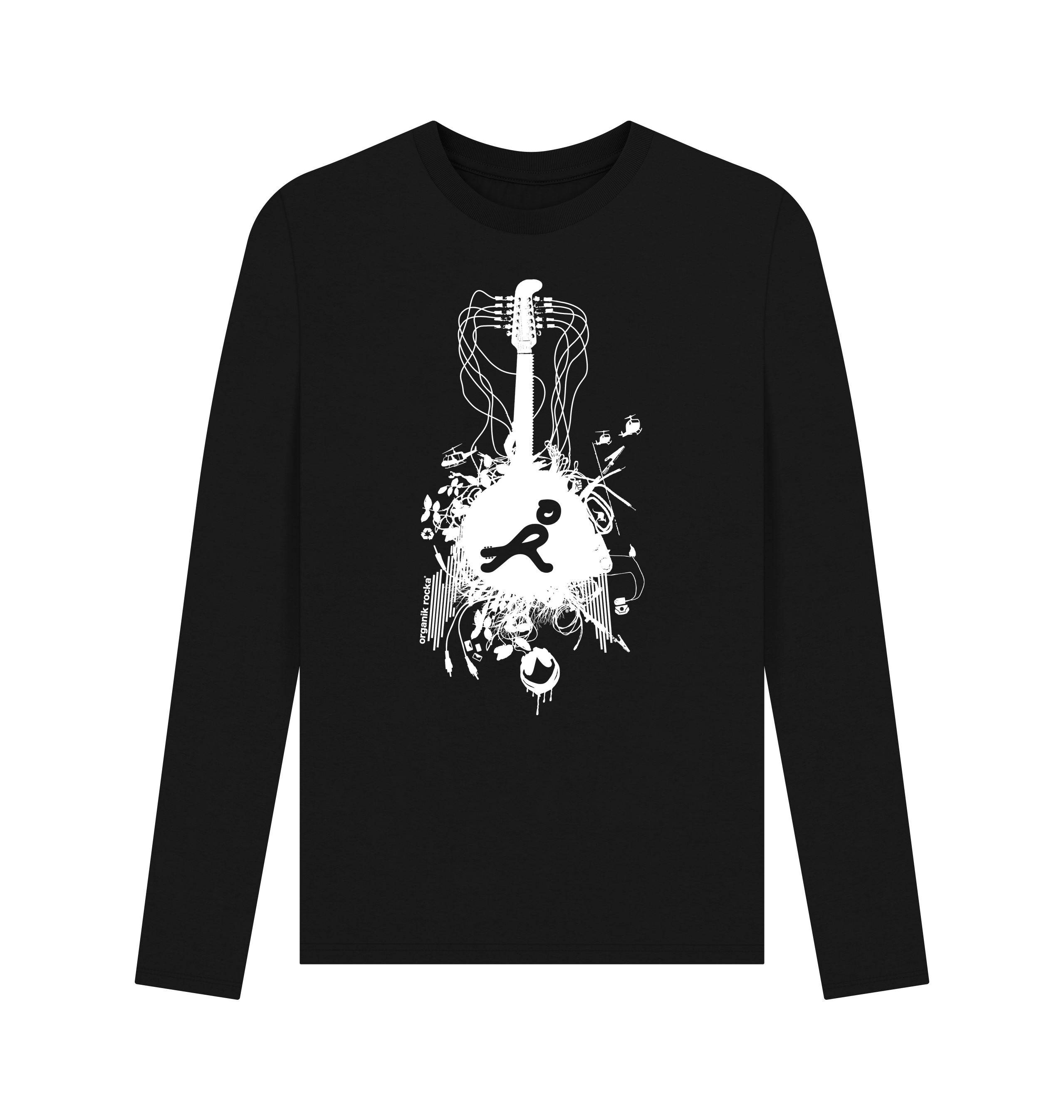 Black Printed Long Sleeve T Shirt Front