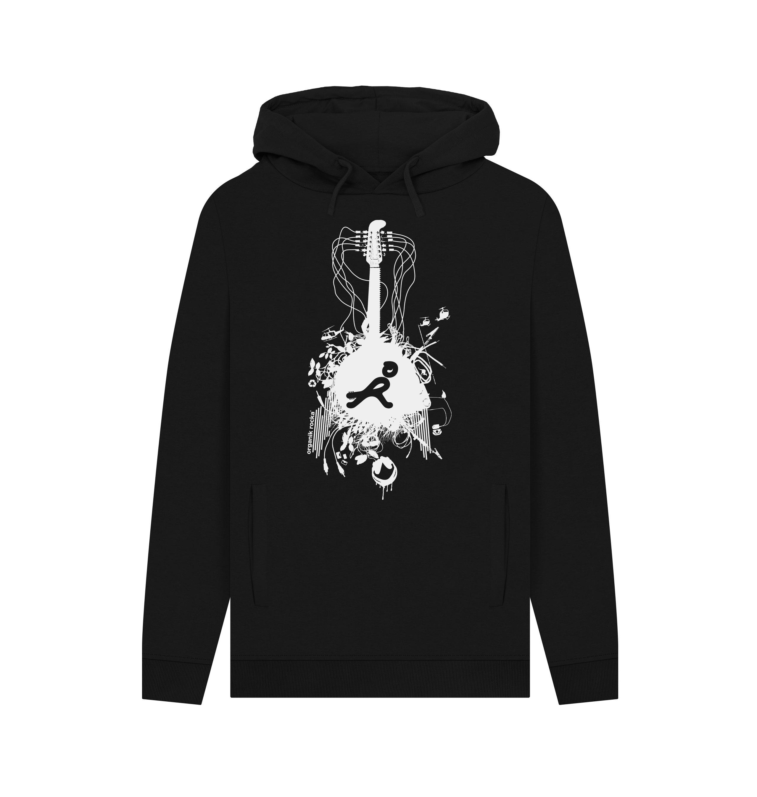 Black Printed Hoody Front