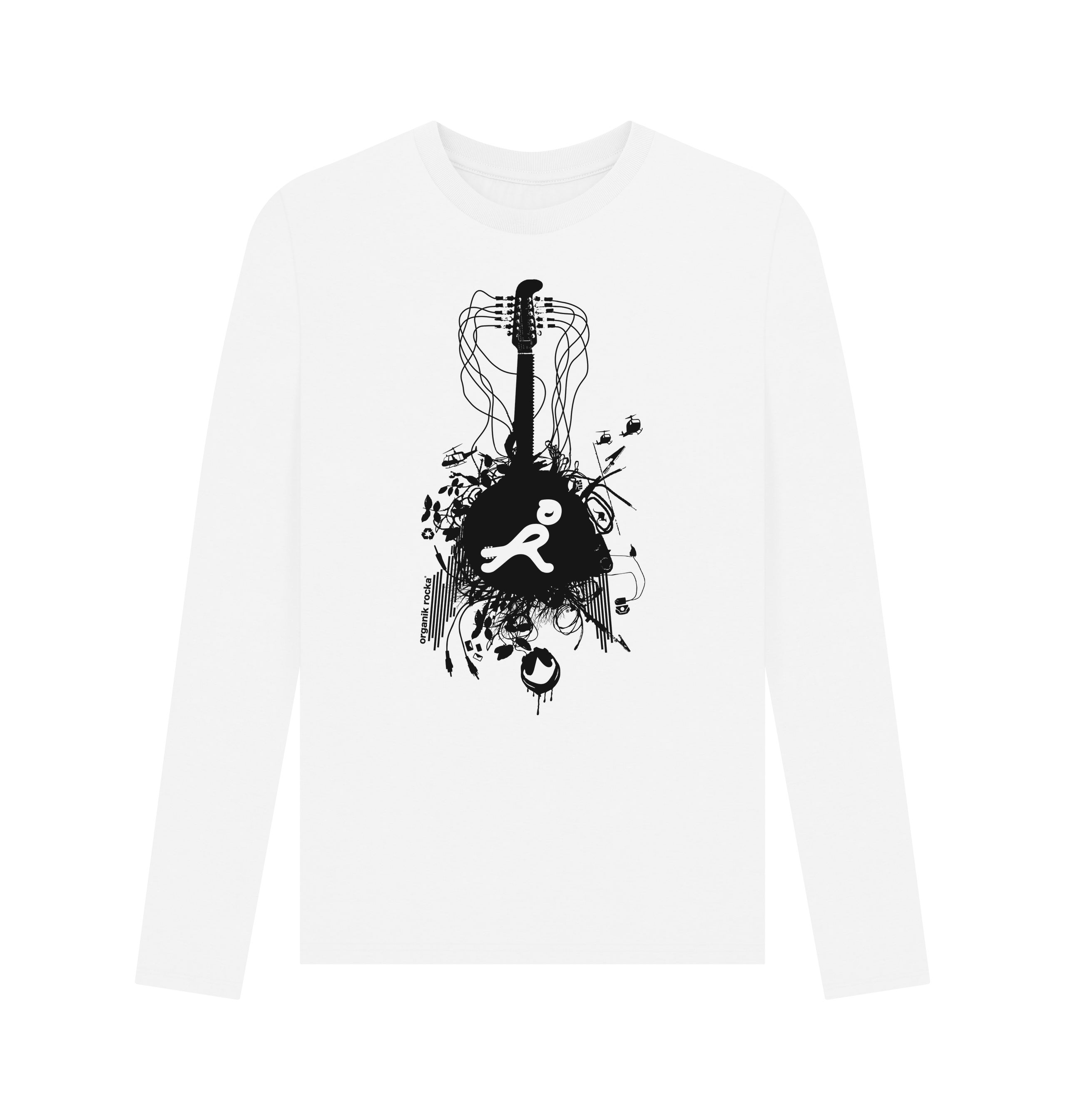 White Printed Long Sleeve T Shirt Front