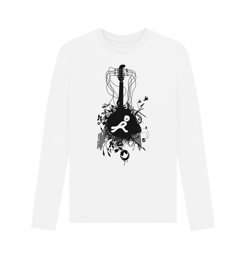 White Printed Long Sleeve T Shirt Front