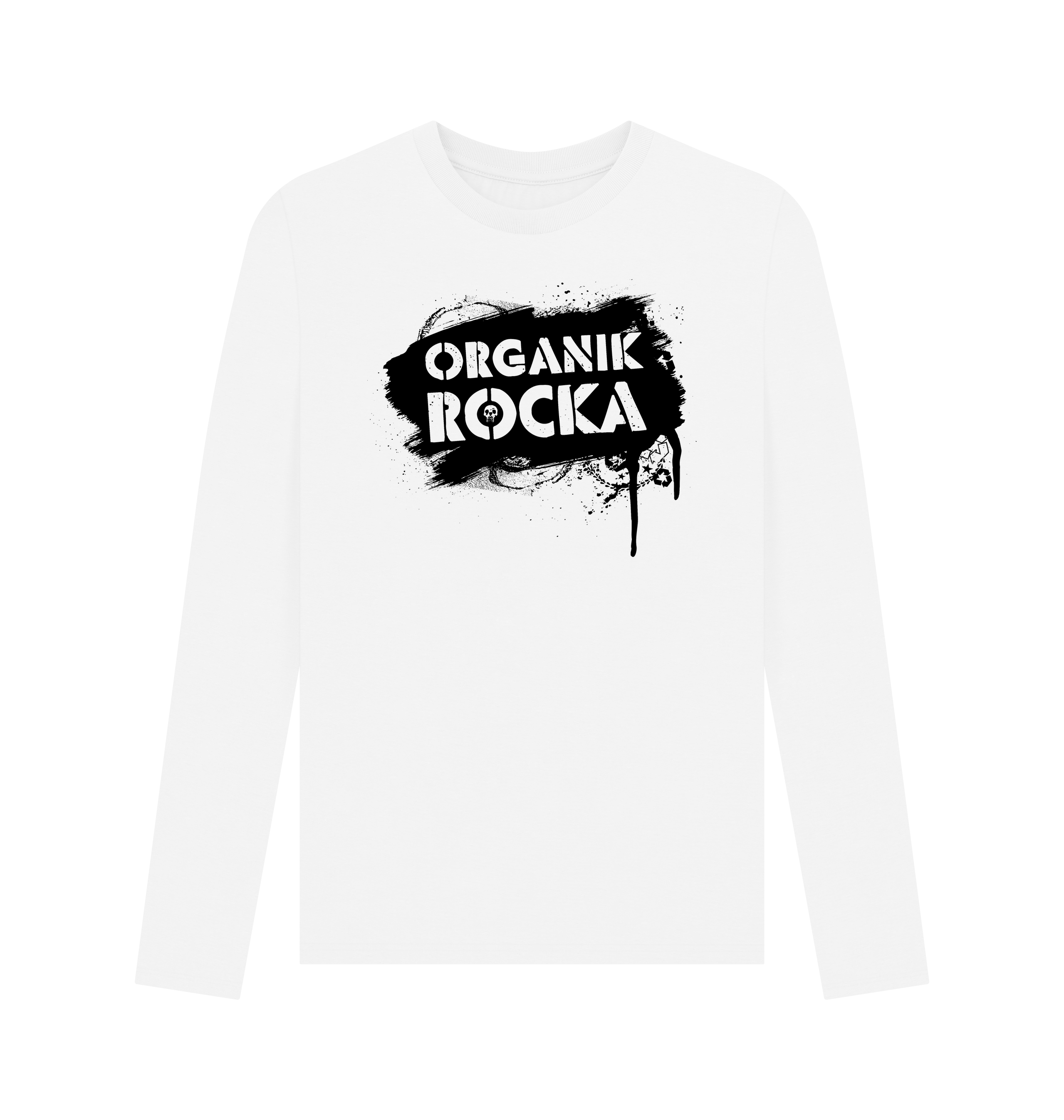 White Printed Long Sleeve T Shirt Front